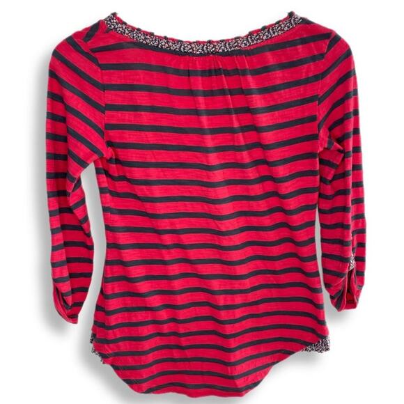 Anthropologie Postmark Fleur Trim Henley Shirt Sz XS - Picture 2 of 5